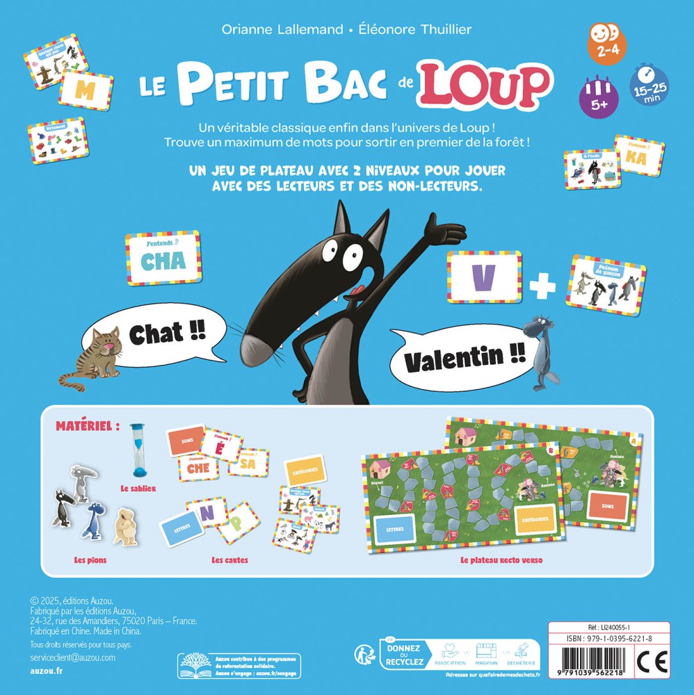 Le petit bac de loup | Jeu de société | Auzou