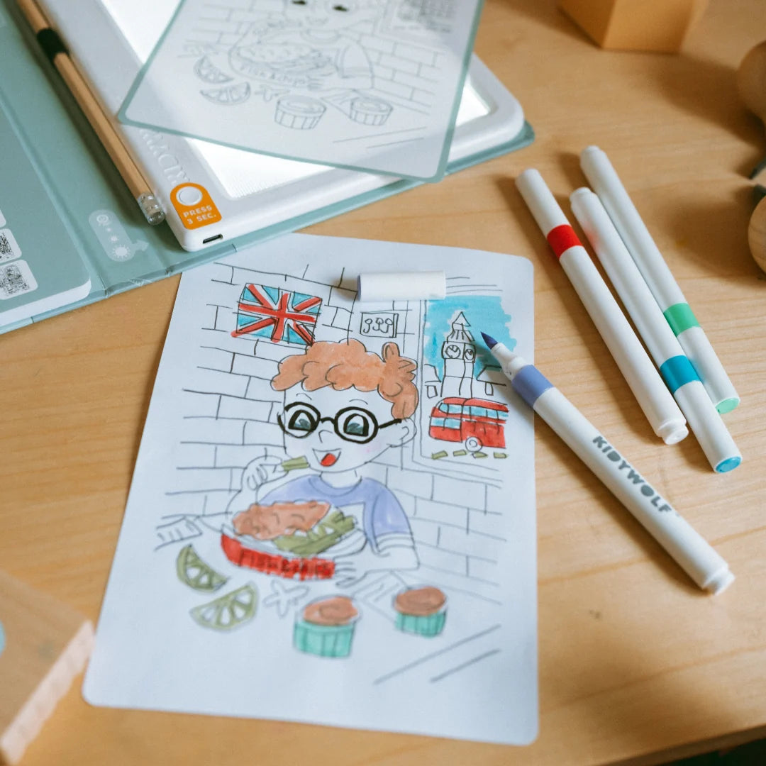 KIDYDRAW-PAD KIT – Marqueurs acryliques et stickers – Kidywolf