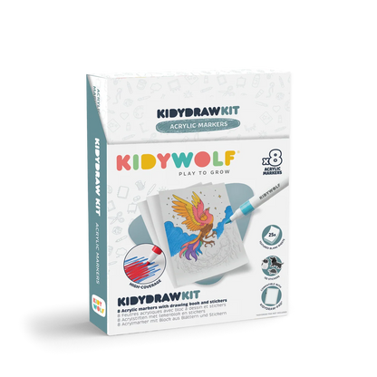 KIDYDRAW-PAD KIT – Marqueurs acryliques et stickers – Kidywolf