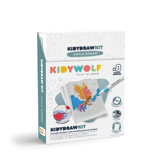 KIDYDRAW-PAD KIT – Marqueurs acryliques et stickers – Kidywolf
