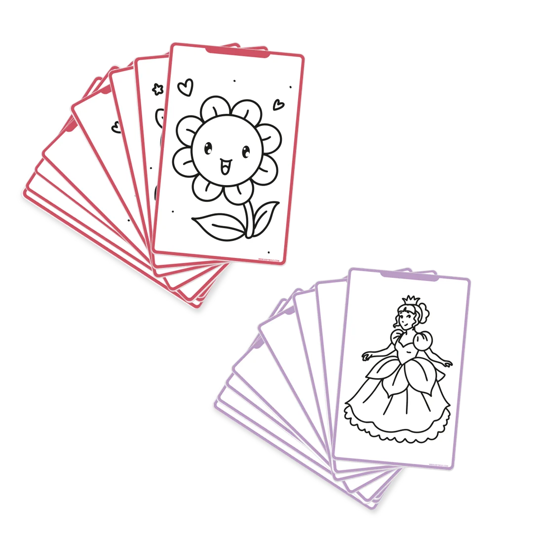 Recharge KIDYDRAW-MINI – 60 cartes Princesses et Kawaii – Kidywolf