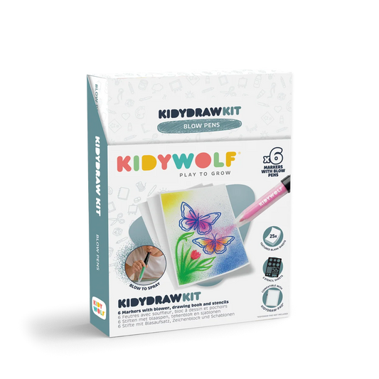KIDYDRAW-PAD KIT – Feutres à souffler Blow Pen – Kidywolf