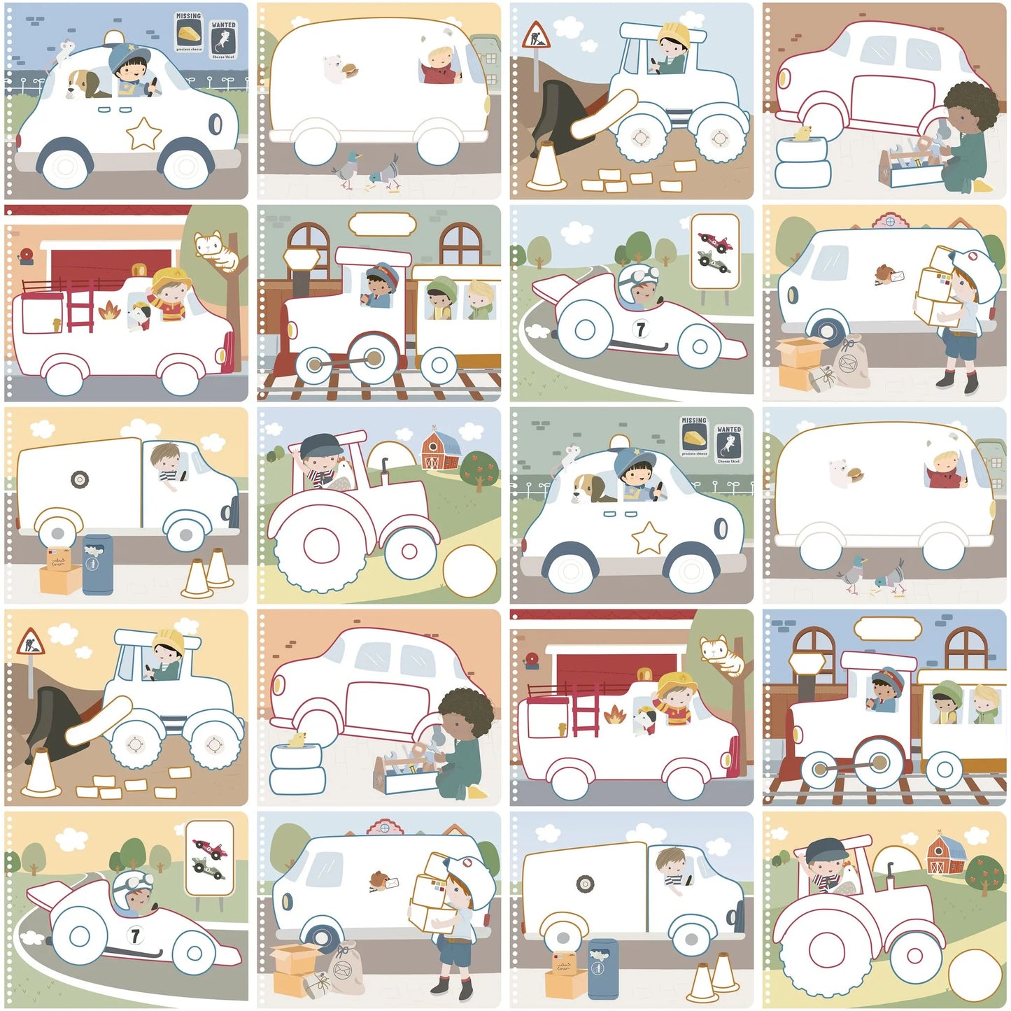 Livre de coloriage - Jim's Vehicules - Little dutch