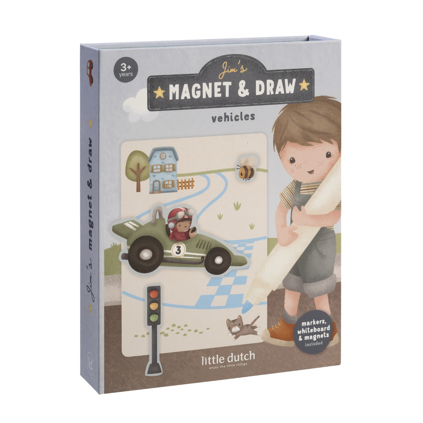 Livre de dessin magnétique Jim - Véhicules - Little Dutch