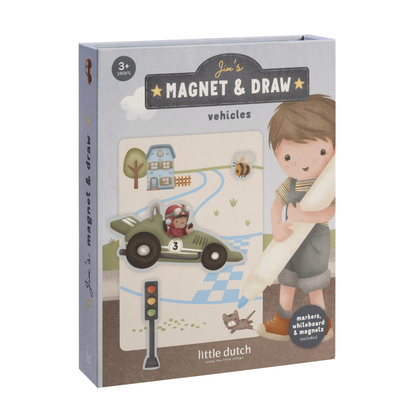 Livre de dessin magnétique Jim - Véhicules - Little Dutch