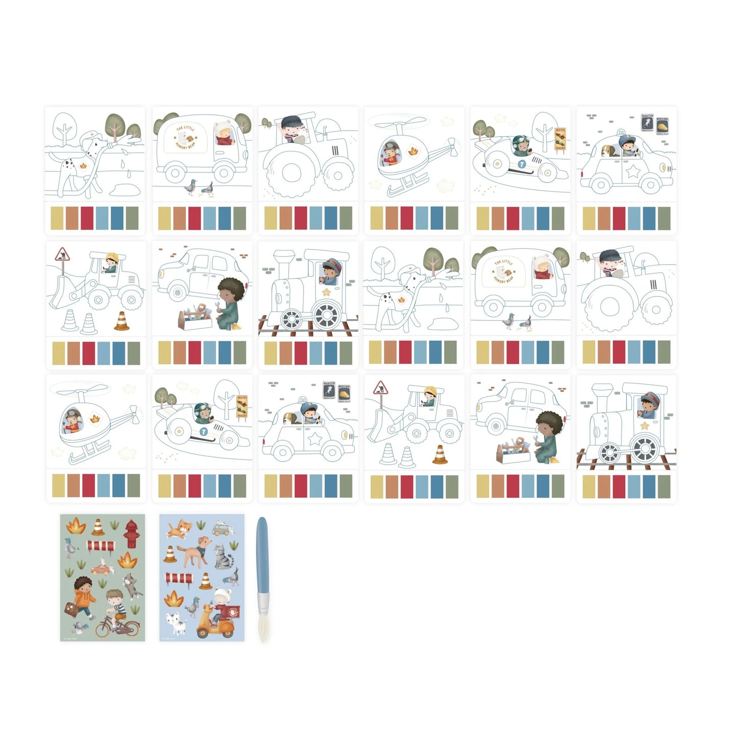 Livre de peinture aquarelle - Véhicules - Little Dutch
