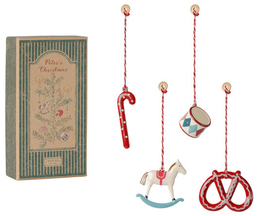 Coffret Cadeau d’Ornements Peter’s Christmas - Rouge/Bleu - Maileg
