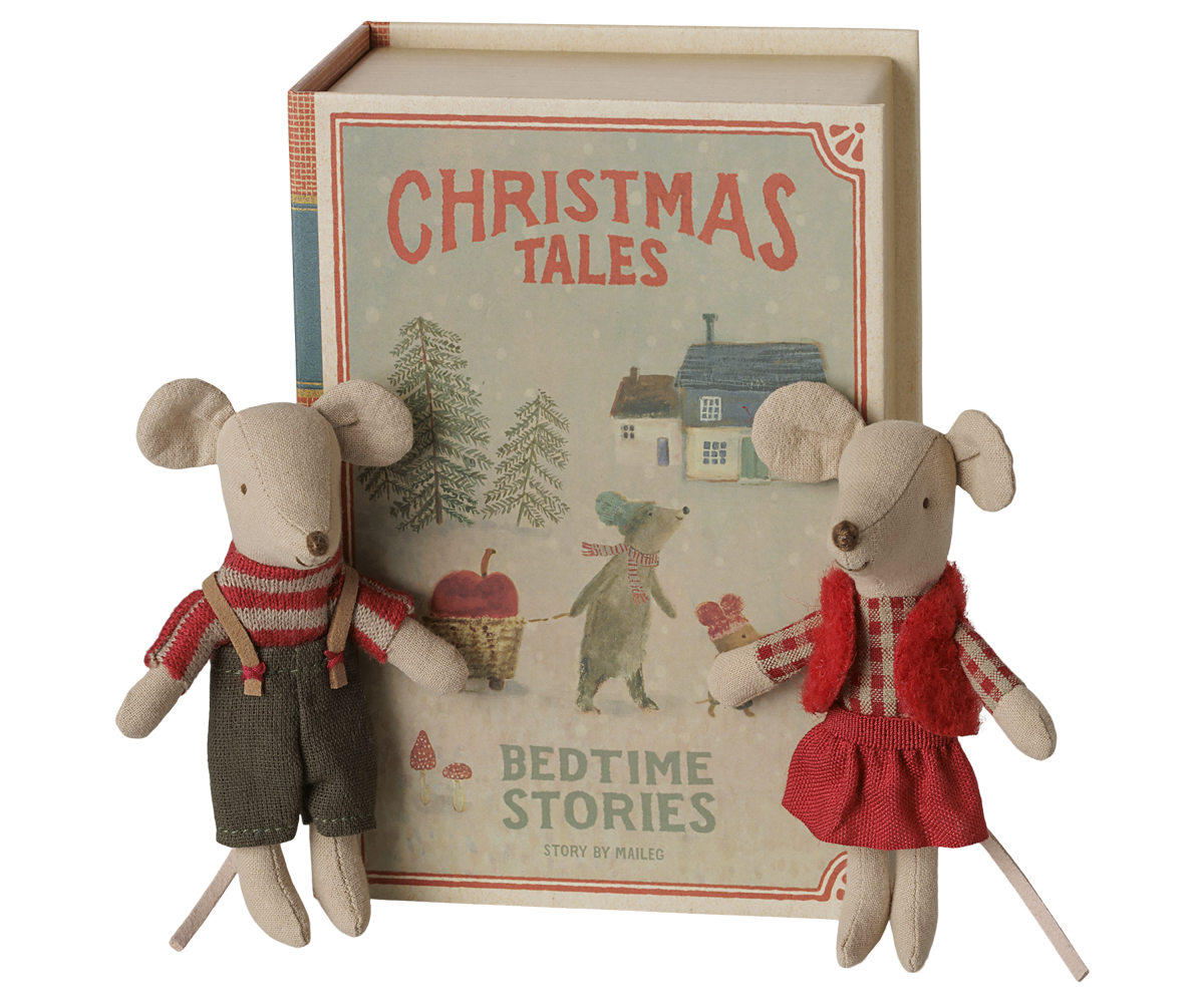 Jumeaux souris de Noël, Petite sœur et Petit frère dans leur coffret livre - Maileg