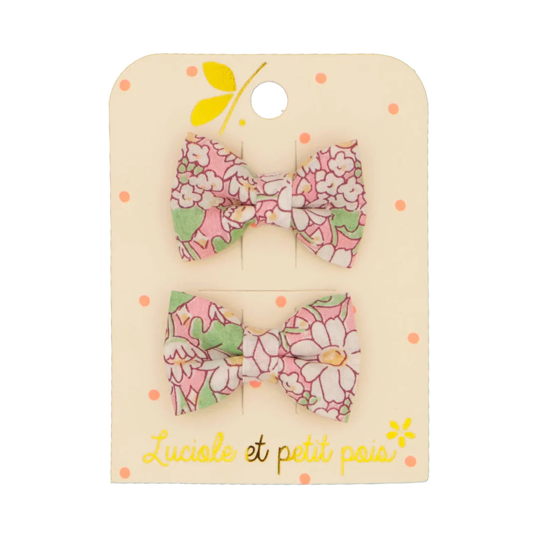 Barrettes mini papillon - Liberty Alice pêche| Luciole et Petit Pois