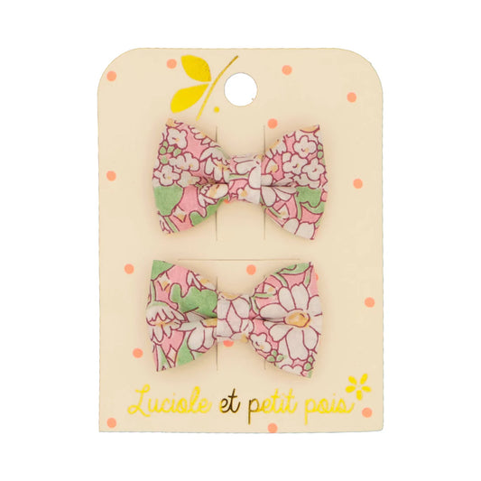 Barrettes mini papillon - Liberty Alice pêche| Luciole et Petit Pois