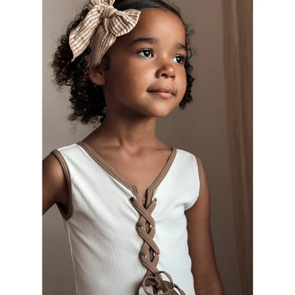 Nouvelle barrette Fable Bow - Lignes caramel - Mrs ertha