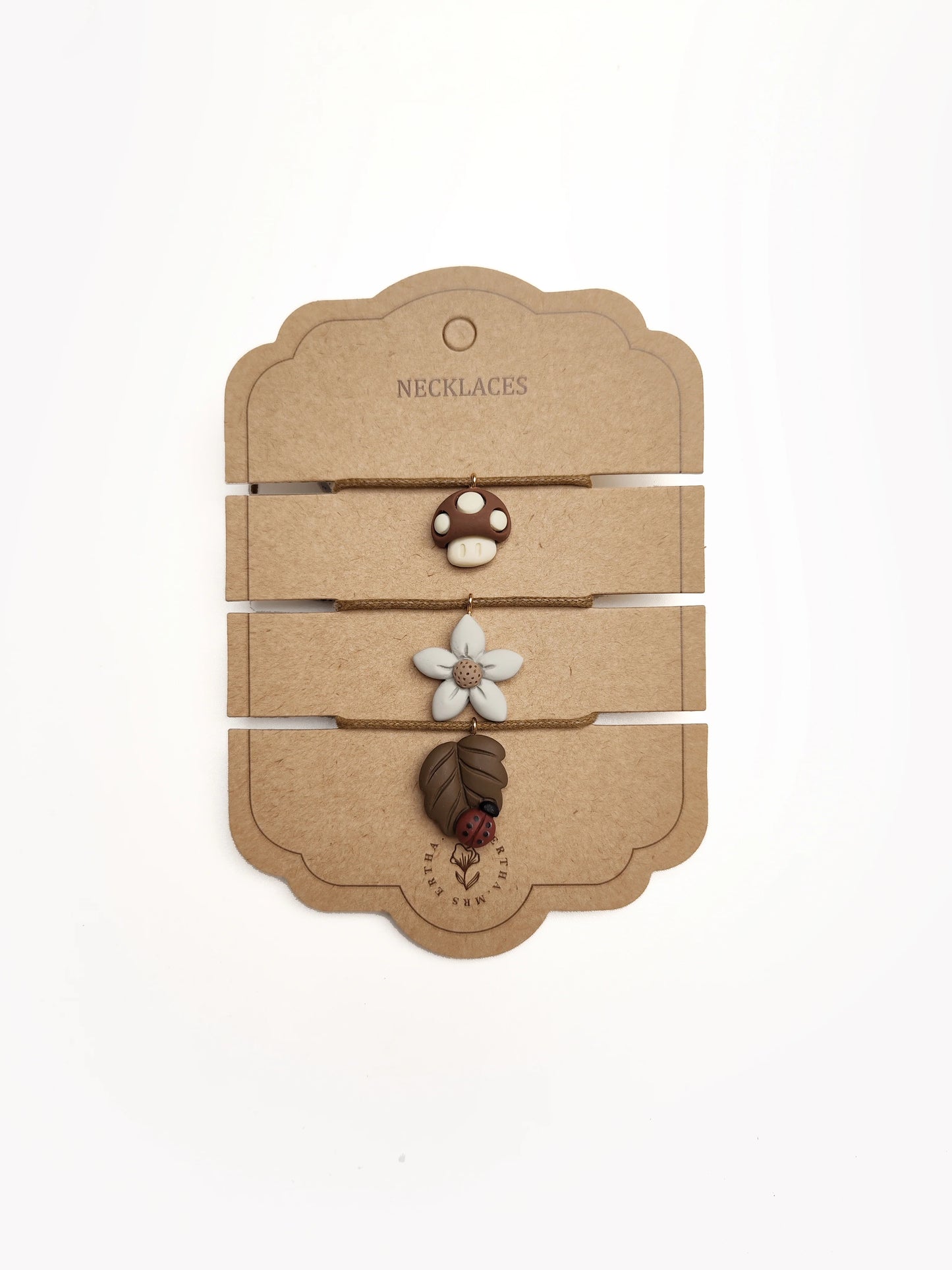 Pack 3 Colliers enfants - Champignon + Fleur + Feuille  - Mrs Ertha