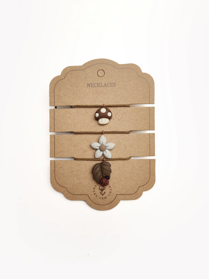 Pack 3 Colliers enfants - Champignon + Fleur + Feuille  - Mrs Ertha