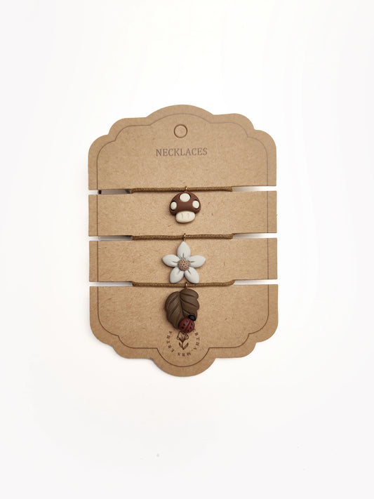 Pack 3 Colliers enfants - Champignon + Fleur + Feuille  - Mrs Ertha