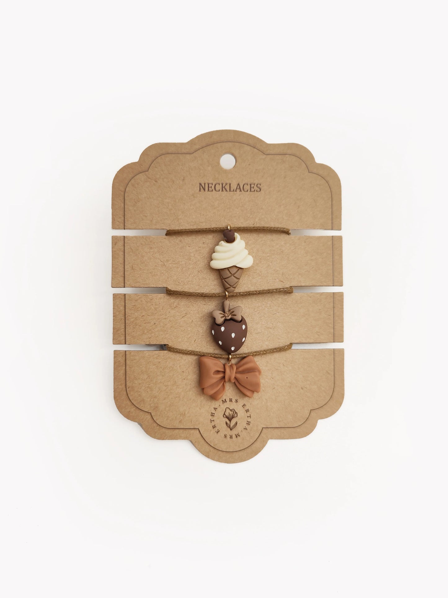 Pack 3 Colliers enfants - Glace + Fraise + Noeud  - Mrs Ertha