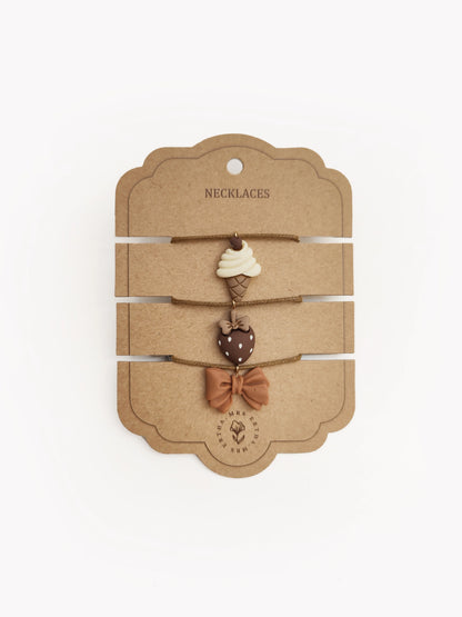 Pack 3 Colliers enfants - Glace + Fraise + Noeud  - Mrs Ertha