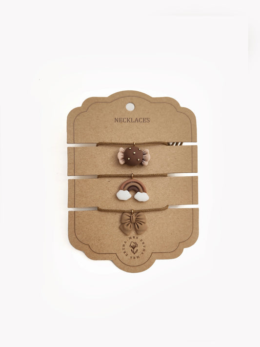 Pack 3 Colliers enfants - Noeud + Bonbon + Arc-en-ciel  - Mrs Ertha