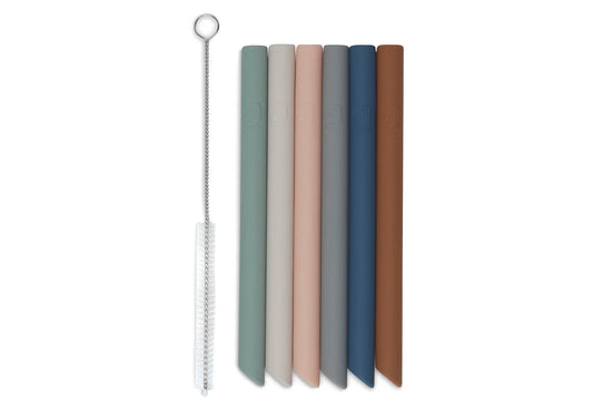 Pailles Silicone Multicolore - 6 Unités - Jollein