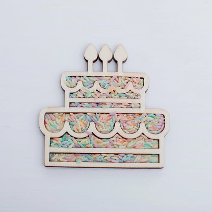 Plateau de remplissage – Gâteau d'anniversaire - pour jeu sensoriel- Leukmetletters