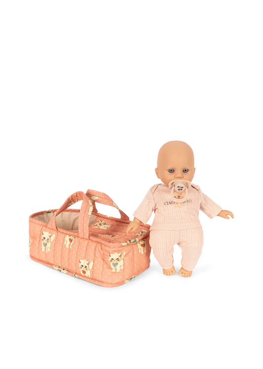 Poupée Bébé Cattie avec couffin - Ciao Miao Rose- Konges Slojd