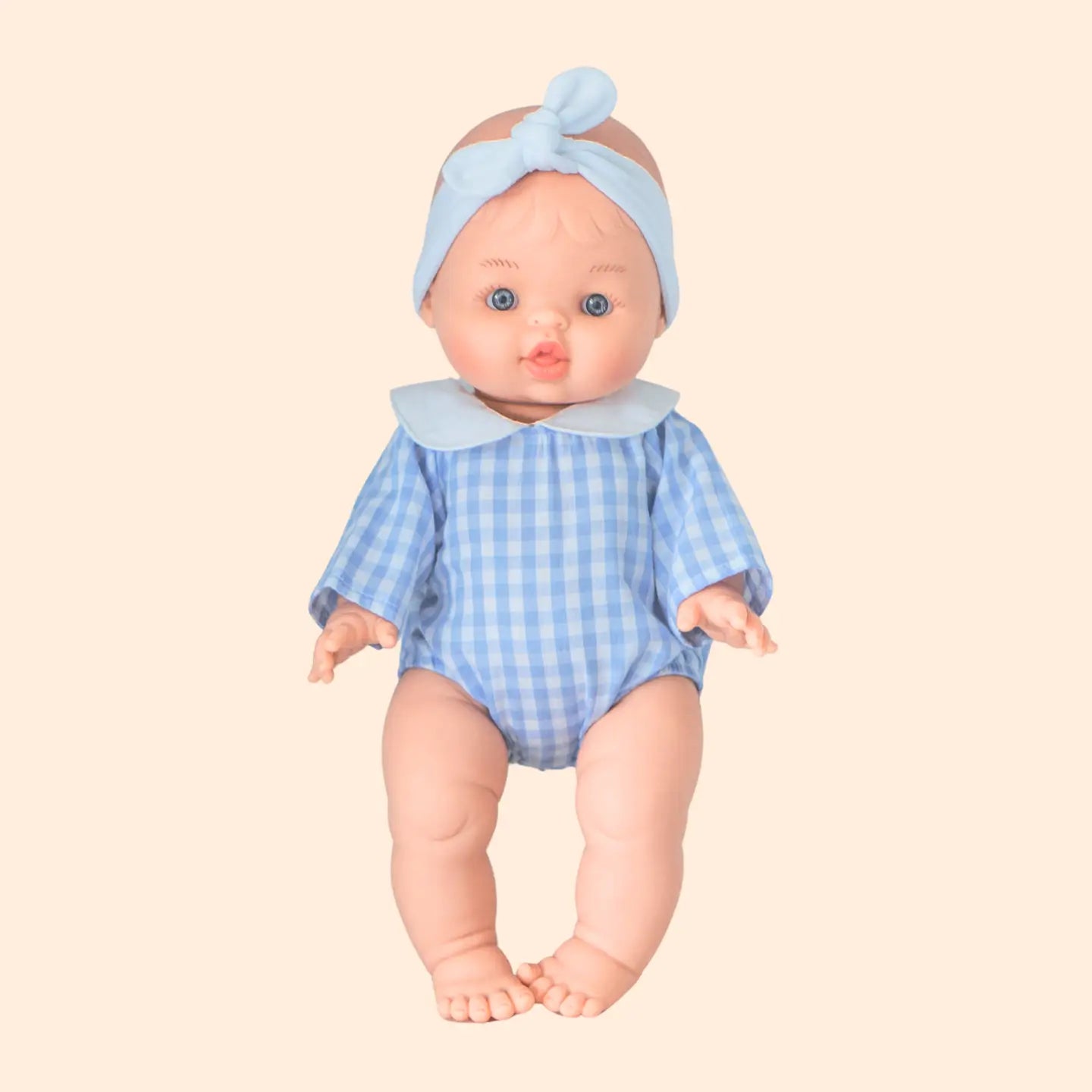 Poupée Rose avec barboteuse Vichy Bleu