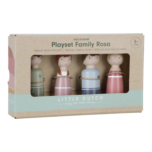 Set 4 poupées en bois Famille Rosa pour maison de poupée - Little dutch