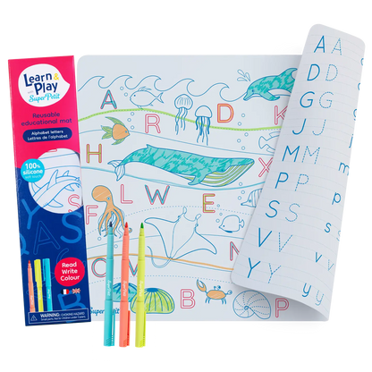 Set en silicone pédagogique ABC OCEAN 3 feutres inclus - Super Petit