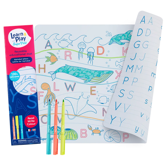Set en silicone pédagogique ABC OCEAN 3 feutres inclus - Super Petit