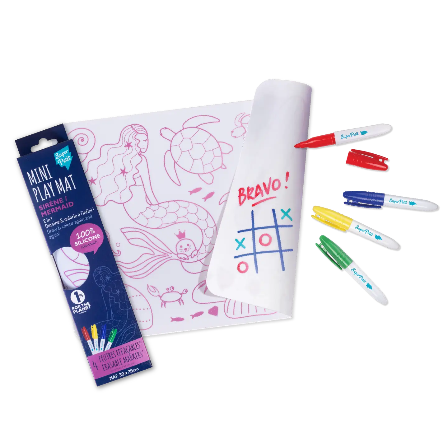 Coloriage nomade : Mini Playmat SIRENE - 4 feutres inclus - Super Petit