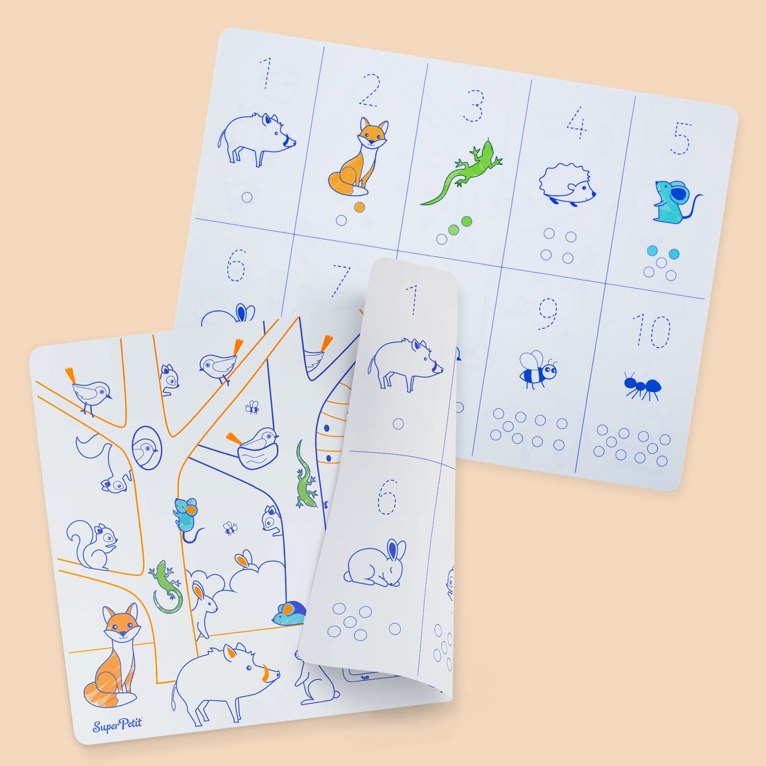 Set en silicone pédagogique Les Chiffres 3 feutres inclus - Super Petit