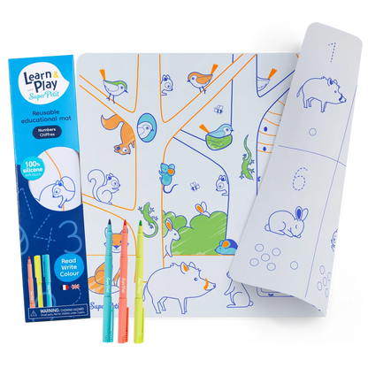 Set en silicone pédagogique Les Chiffres 3 feutres inclus - Super Petit