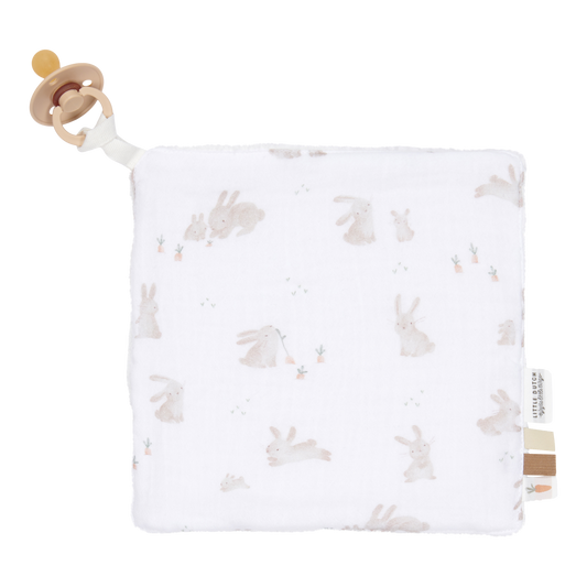 Doudou mousseline attache tétine #Baby Bunny