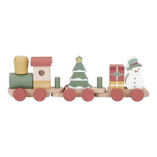 Train de Noël en bois empilable #little dutch