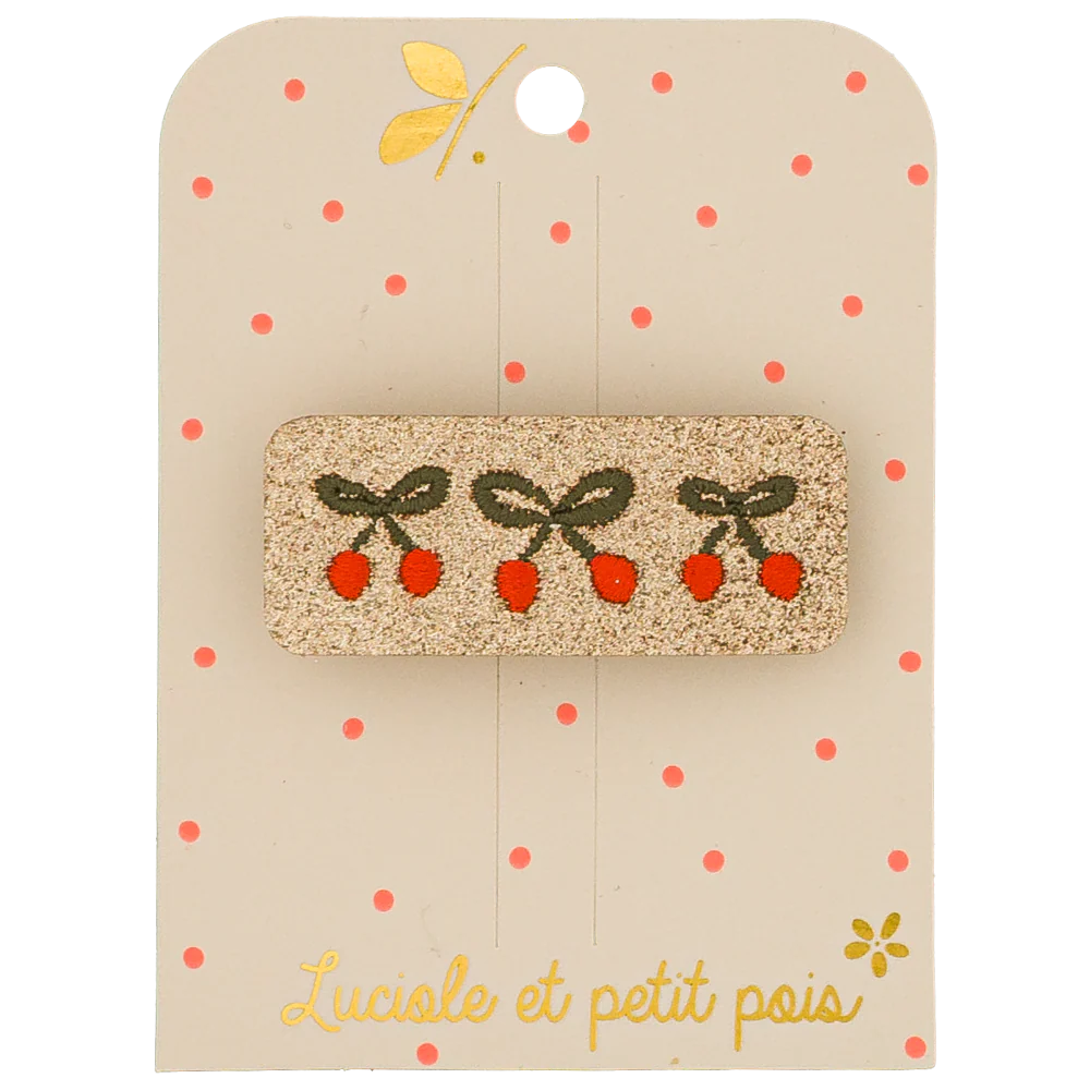 Barrette Cherry Twist cerises pailetées – Luciole et petit pois