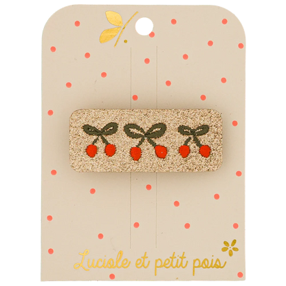Barrette Cherry Twist cerises pailetées – Luciole et petit pois