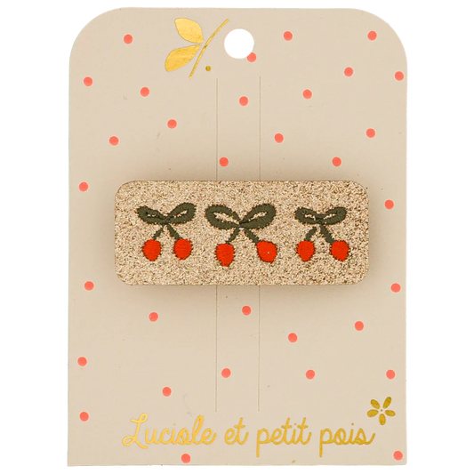 Barrette Cherry Twist cerises pailetées – Luciole et petit pois