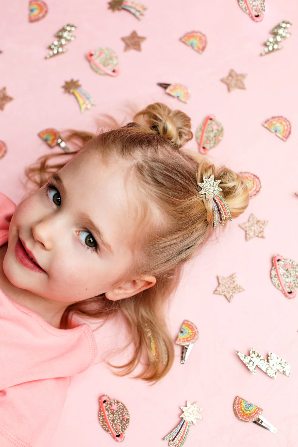 Barrette étoile filante multicolore jaune – Luciole et petit pois