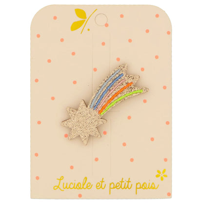 Barrette étoile filante multicolore jaune – Luciole et petit pois