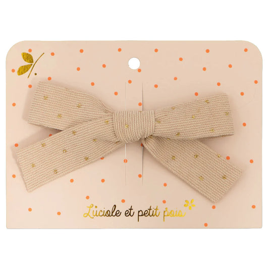 Barrette nœud princesse - Ruban écru – Luciole et petit pois