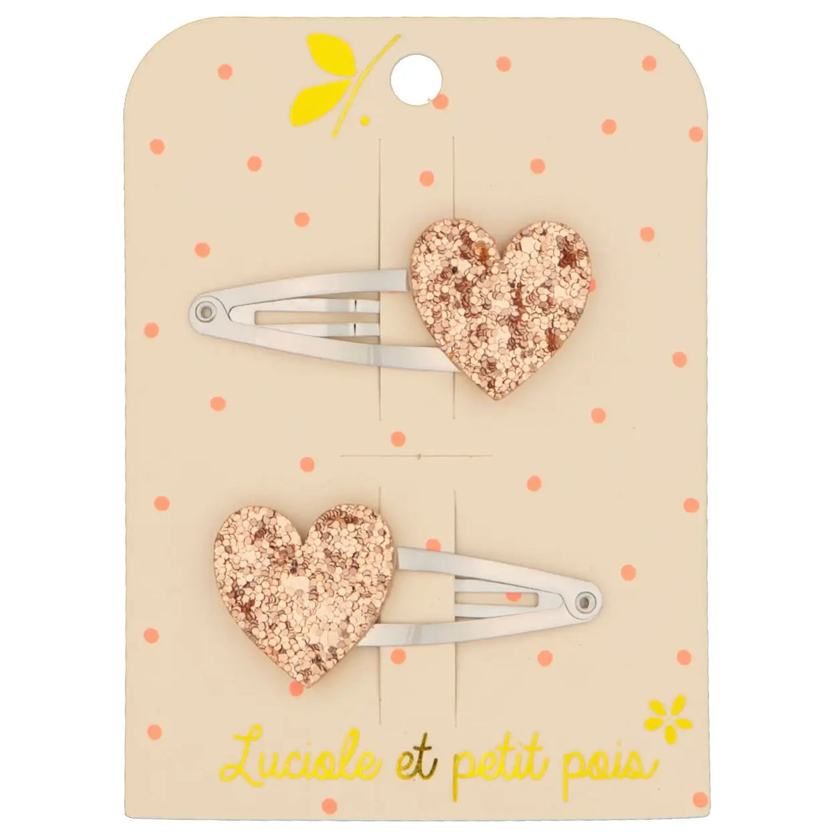 Barrettes Cœurs roses pailletés – Luciole et Petit Pois