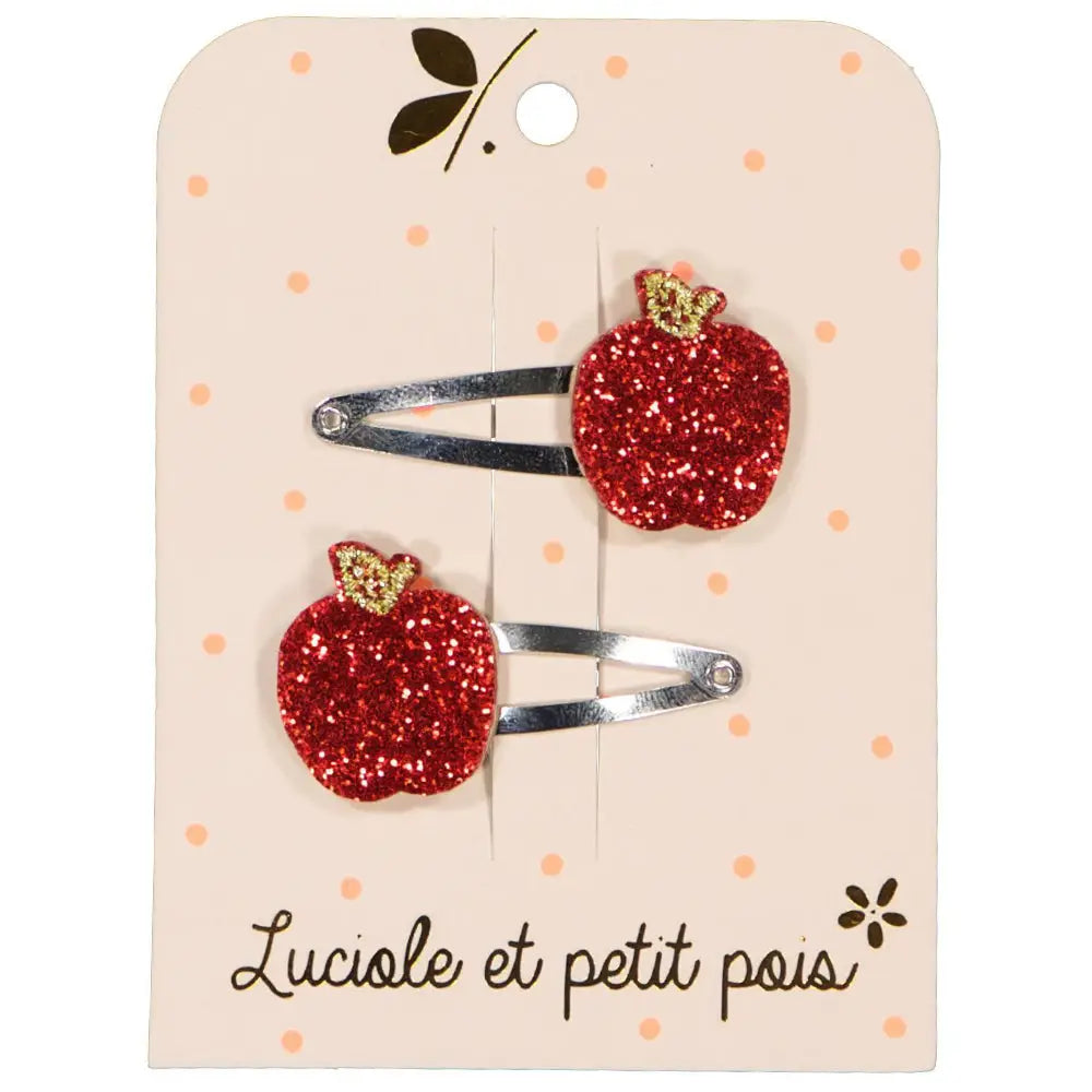 Barrettes Pomme Pailetées (paire) - Luciole et Petit Pois