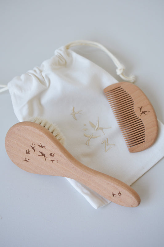 Set de brosse & peigne "Hirondelles" - Zakuw