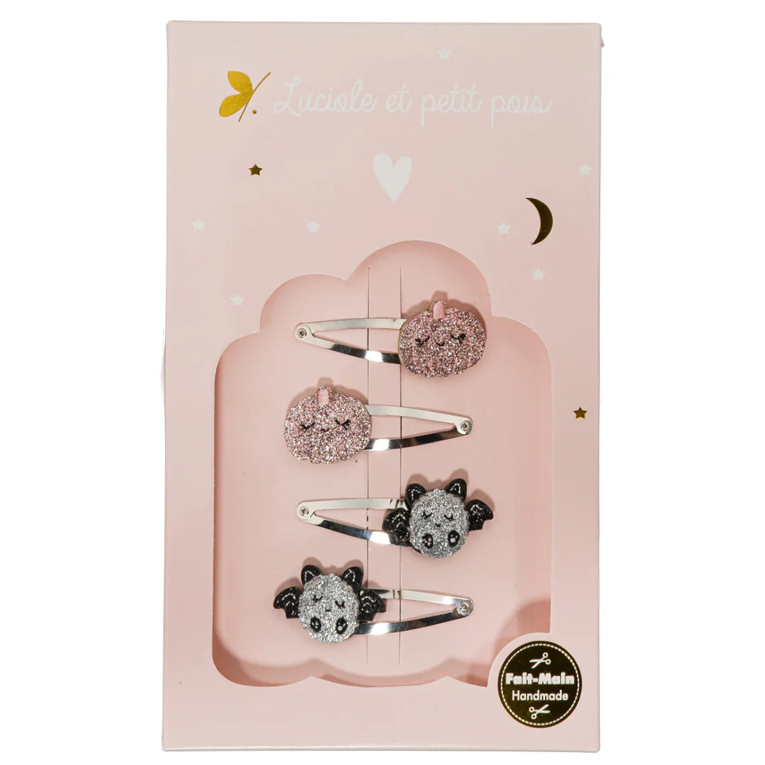Coffret Cute Halloween - Barrettes Citrouilles Roses & Chauve-souris – Luciole et Petit Pois