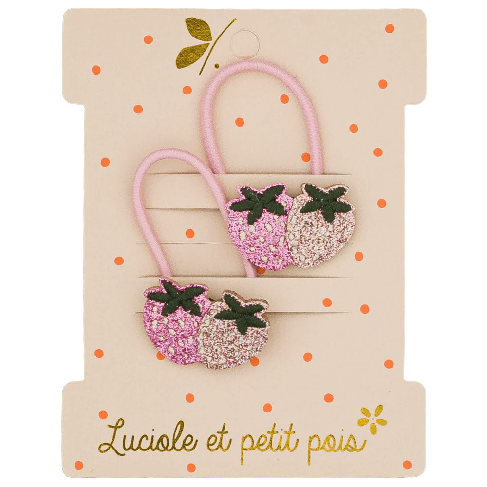 Élastiques mini - Strawbie les fraises (paire)  | Luciole et Petit Pois