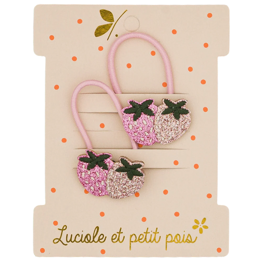 Élastiques mini - Strawbie les fraises (paire)  | Luciole et Petit Pois