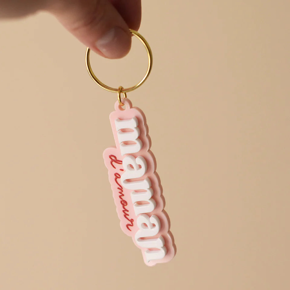 Porte clés personnalisé relief Maman d'amour - Les Mignonneries