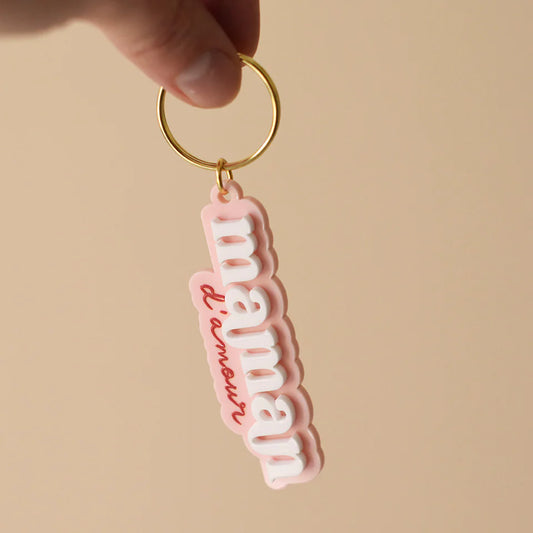 Porte clés personnalisé relief Maman d'amour - Les Mignonneries