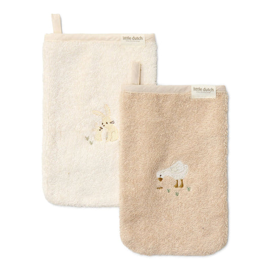 Lot de 2 gants de toilette brodés -Baby Bunny