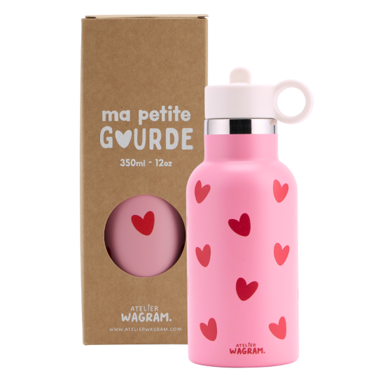 Gourde acier inox rose coeur rouge - Atelier Wagram