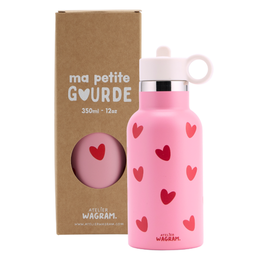 Gourde acier inox rose coeur rouge - Atelier Wagram